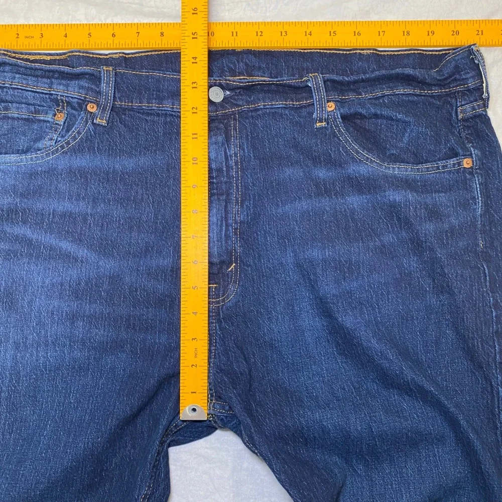 Levis 505 Regular Fit Jeans Mens 42x38 Blue Denim Stretch Straight Leg